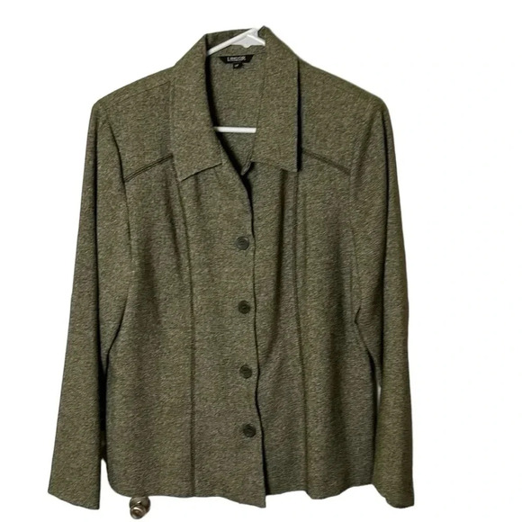 Y2K, LINDOR blazer,women size  12. Green/grey,hi-lo,button closure,shirt collar, - Picture 1 of 16